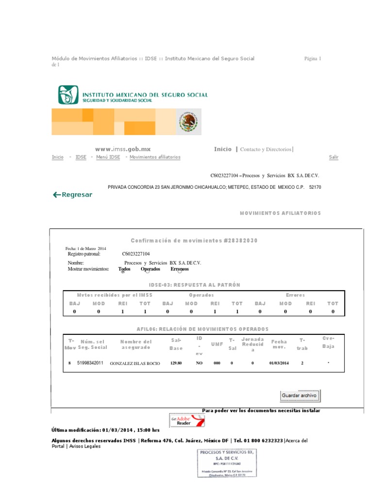 Movimientos Afiliatorios IDSE IMSS | PDF | Ciencias sociales
