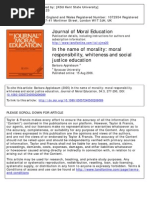 In The Name of Morality. Moral Responsibility, Whiteness and Social Justice Education.2005