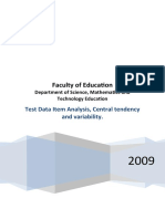 Faculty of Education: Test Data Item Analysis, Central Tendency and Variability
