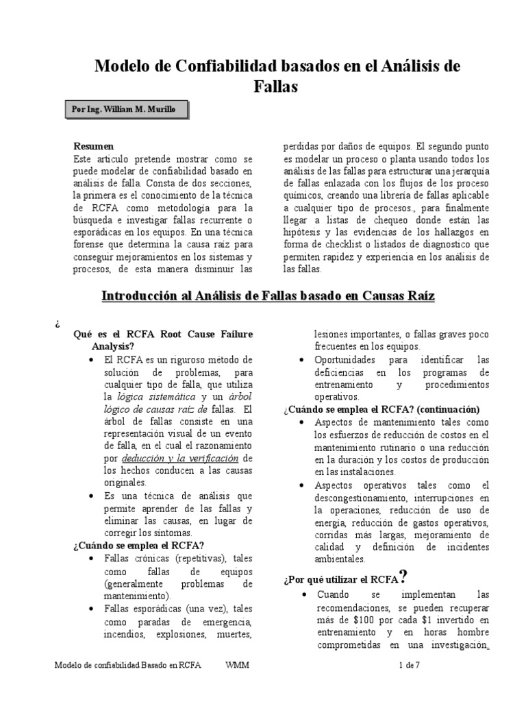 Modelo de Confiabilidad y RCFA | PDF | Science | Tecnología (general)