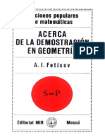 A. I. Fetísov - Acerca de La Demostración en Geometría (Lecciones Populares de Matemáticas) - MIR, 1980