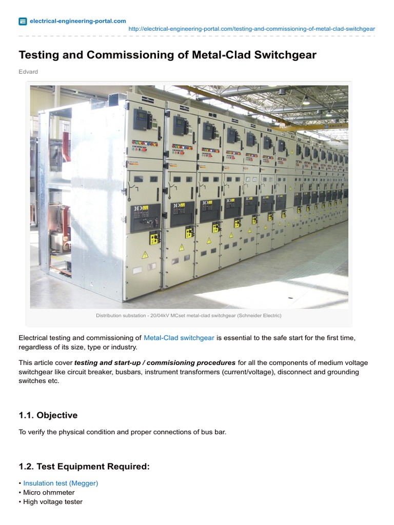Metal-Clad Switchgear Testing Guide | PDF | Electrical Resistance And ...