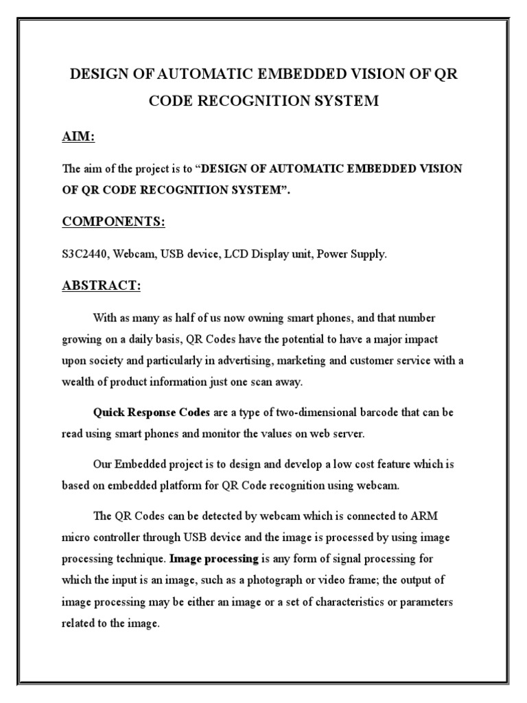 QR Code Recognition System Design | PDF
