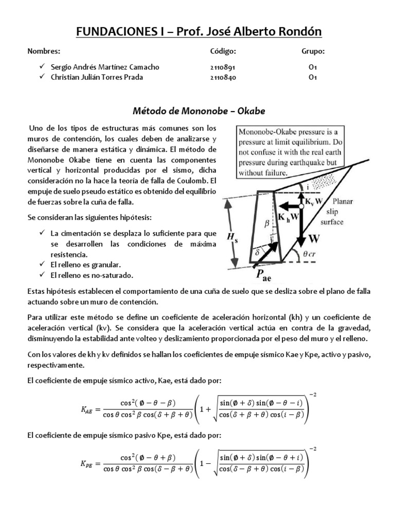 Metodo de Mononobe Okabe PDF Fricción Falla (geología)