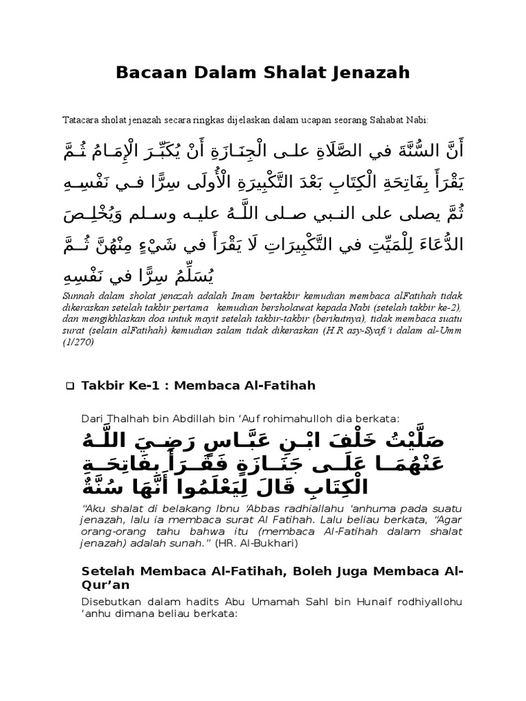 Bacaan Dalam Shalat Jenazah Pdf