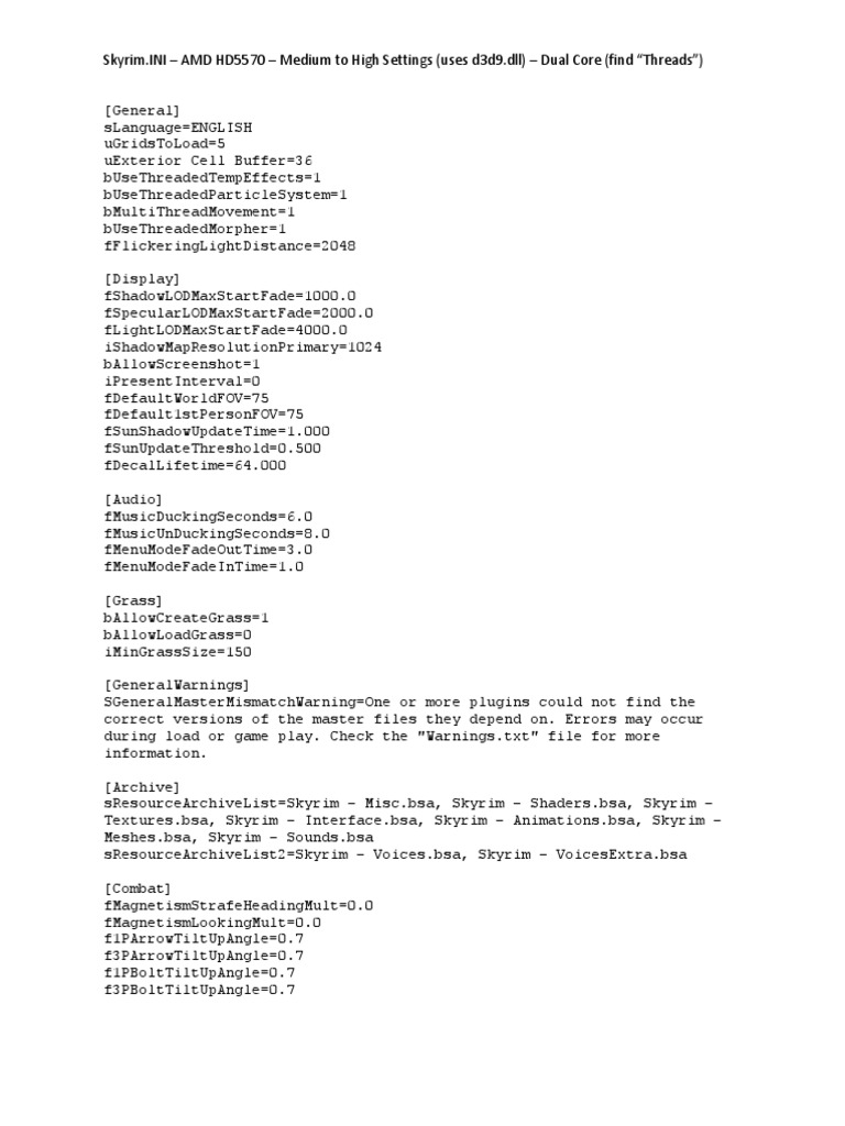 Skyrim.INI untuk AMD HD5570 | PDF | Metode & Bahan Ajar | Komputer