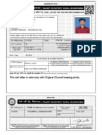 Railway Recruitment Board, Secunderabad - Call Letter..Shaba