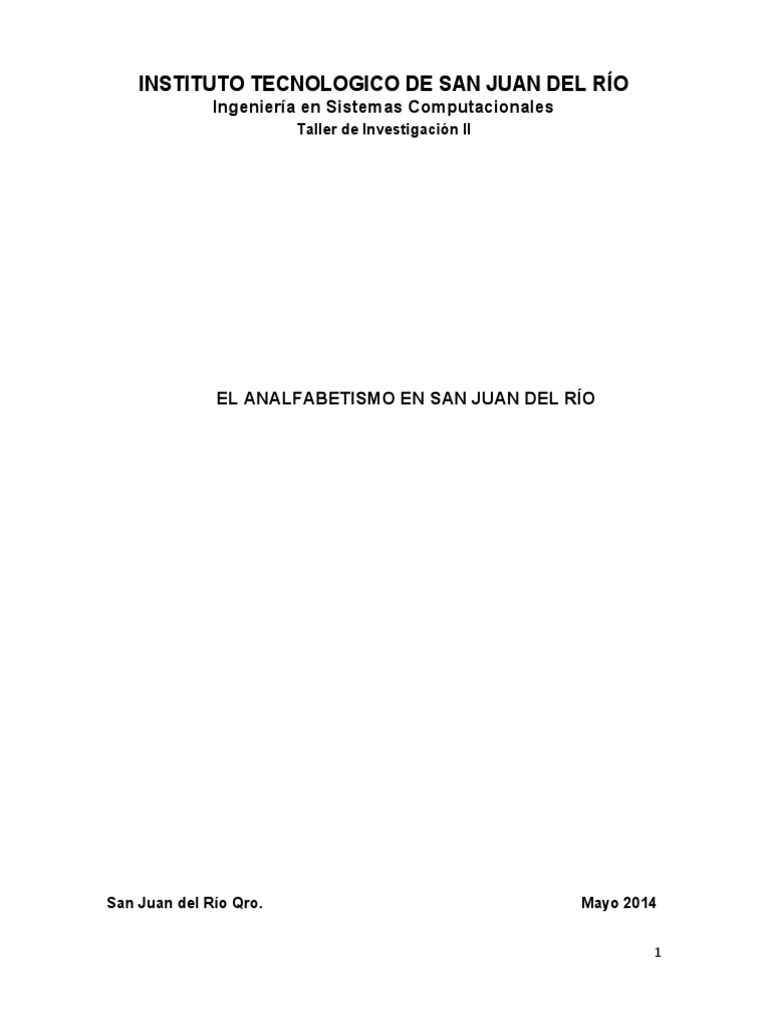 El Analfabetismo En San Juan Del Rio Exclusion Social Pobreza