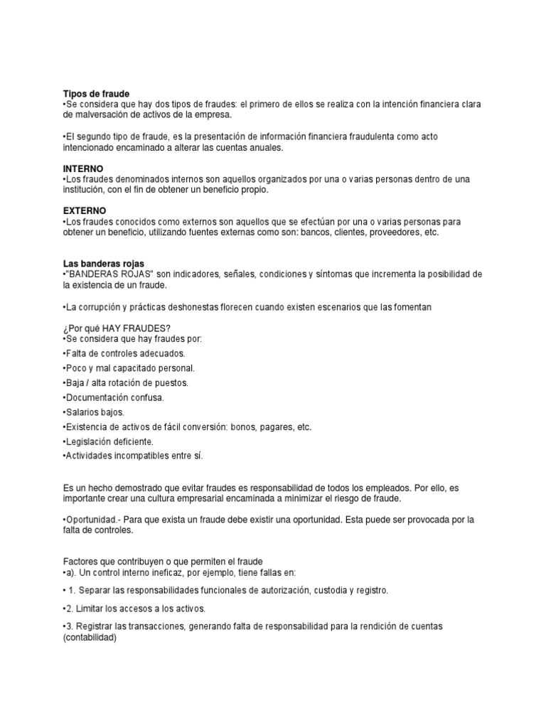 Tipos de Fraude en Auditoría | PDF | Auditoría financiera | Contabilidad