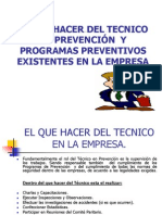 El Quehacer Del Tecnico en Prevencion