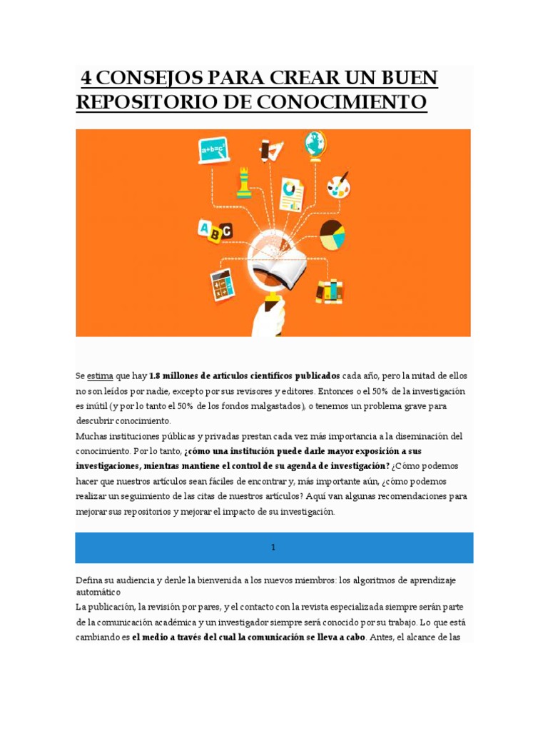 4 Consejos Para Crear Un Buen Repositorio De Conocimiento Pdf