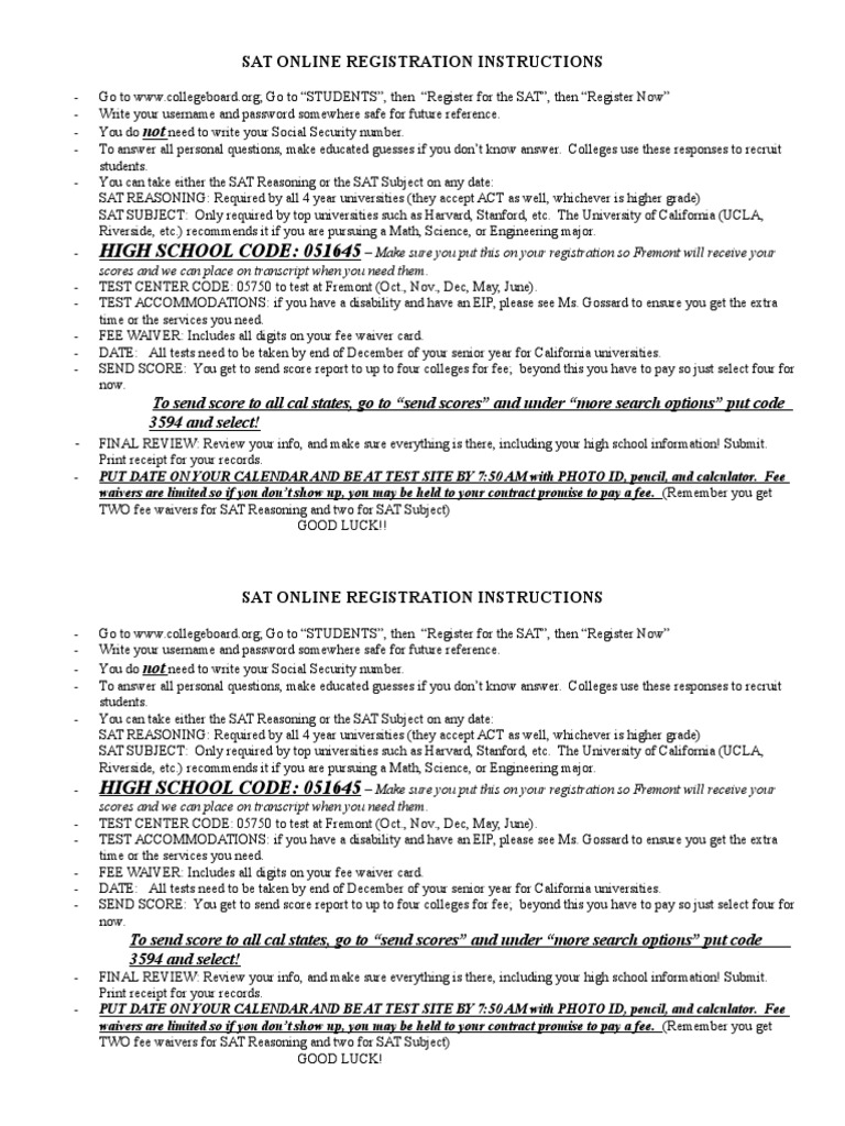 SAT Online Registration Guide | PDF | Sat | Schools