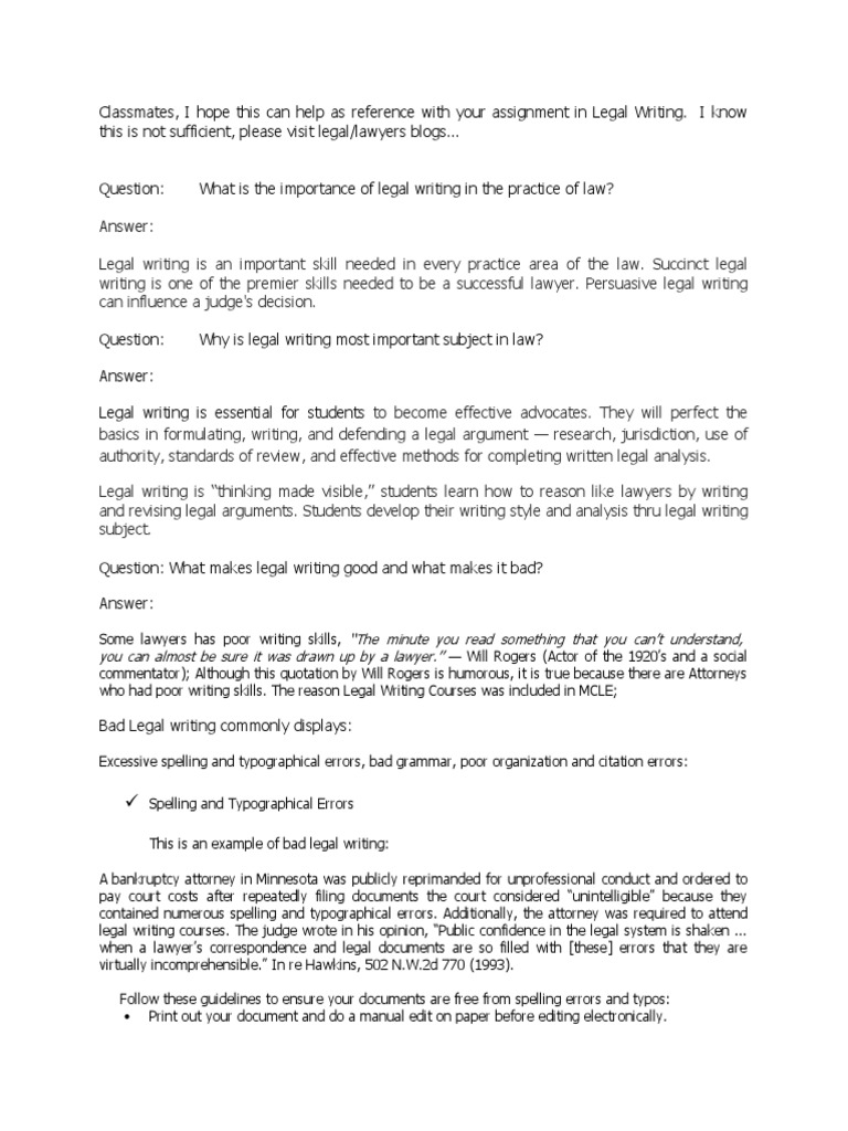 how to write a law assignment