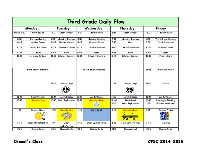 Third Grade Daily Schedule Overview | PDF