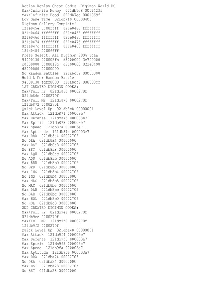 Cheat Digimon World Ds Pdf