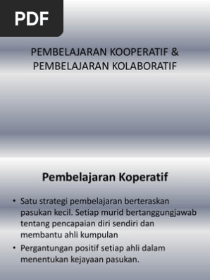 Pembelajaran Kooperatif Pembelajaran Kolaboratif Pdf