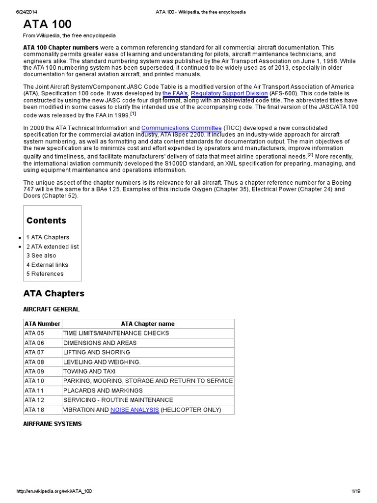 Overview of ATA 100 Standard | PDF | Vehicle Parts | Aerospace