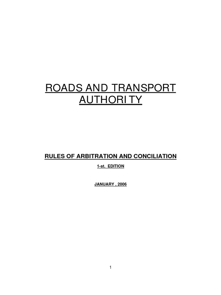 RTA Rules of Arbitration 06 PDF Arbitral Tribunal Arbitration