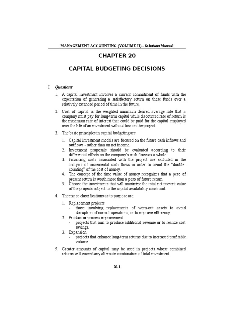 Chapter 20 - Answer | PDF | Capital Budgeting | Net Present Value