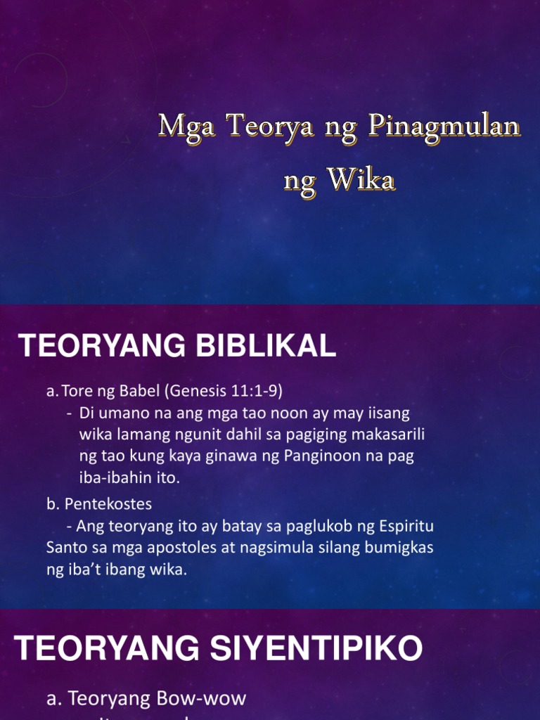 Teorya NG Pinagmulan NG Wika