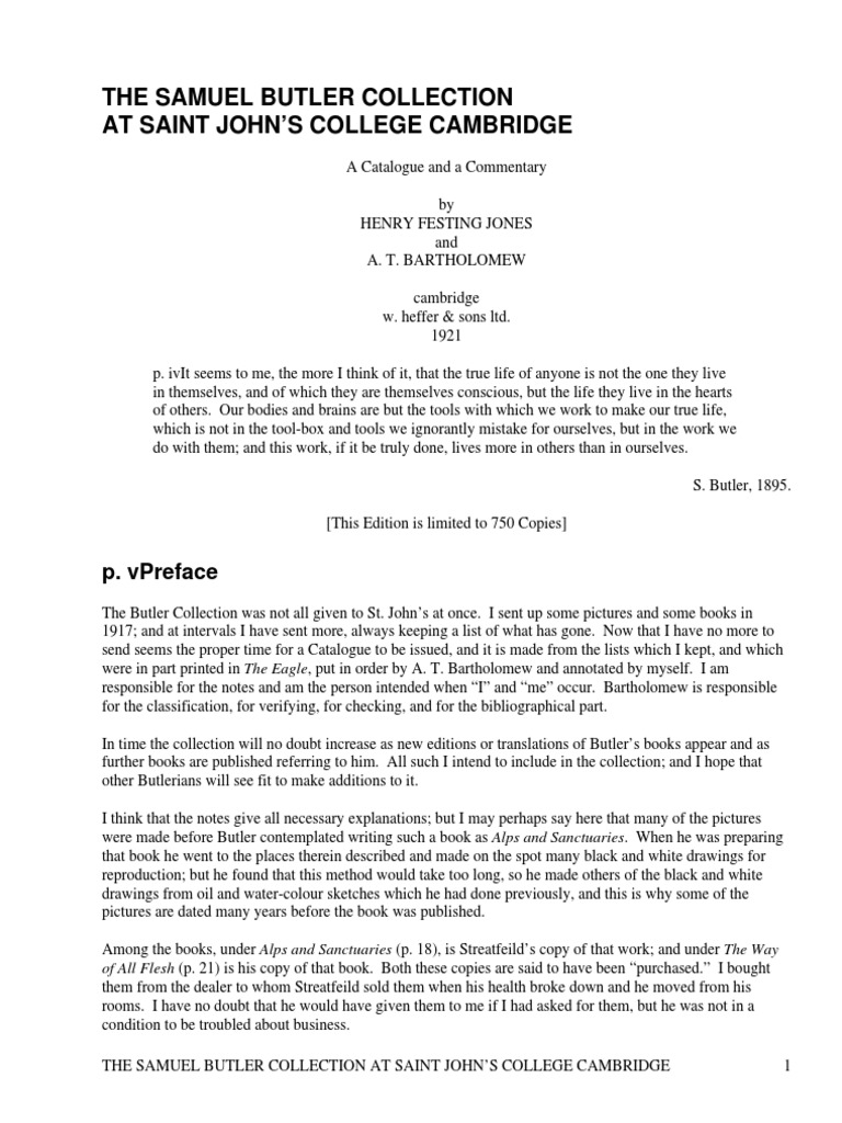 The Samuel Butler Collectionat Saint John's College Cambridge by ...