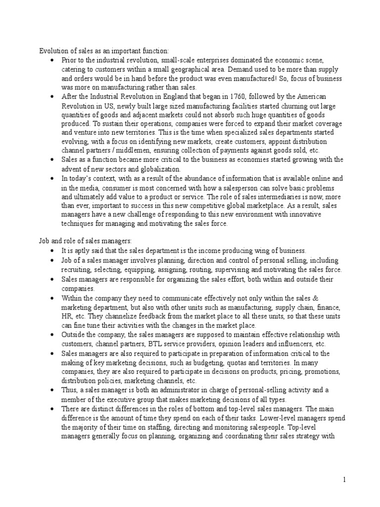 1-evolution-of-sales-function-sales-process-pdf-sales