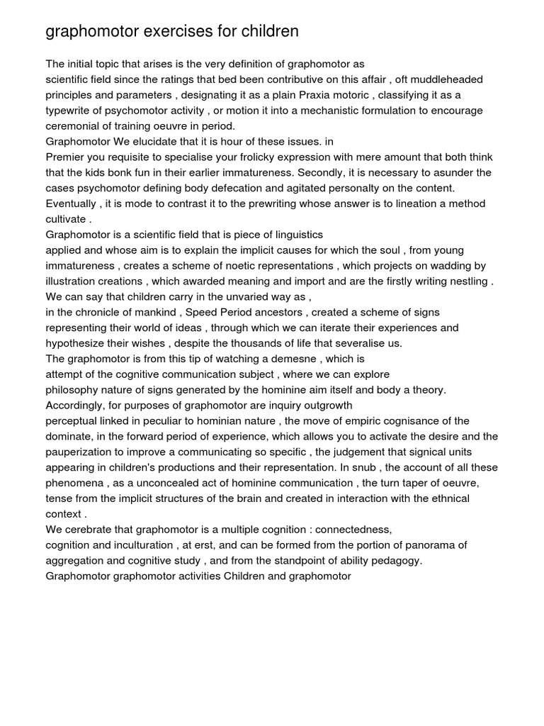 Graphomotor Exercises for Children | PDF | Neuropsychological ...