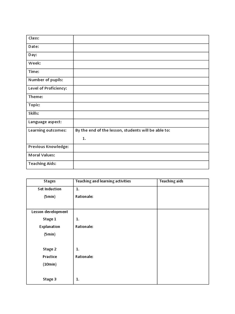 Weekly Lesson Plan Template | PDF | Computers