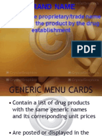 Generic Drug Menu Cards Guide Prices & Quality