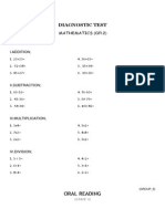 Diagnostic Test: Oral Reading