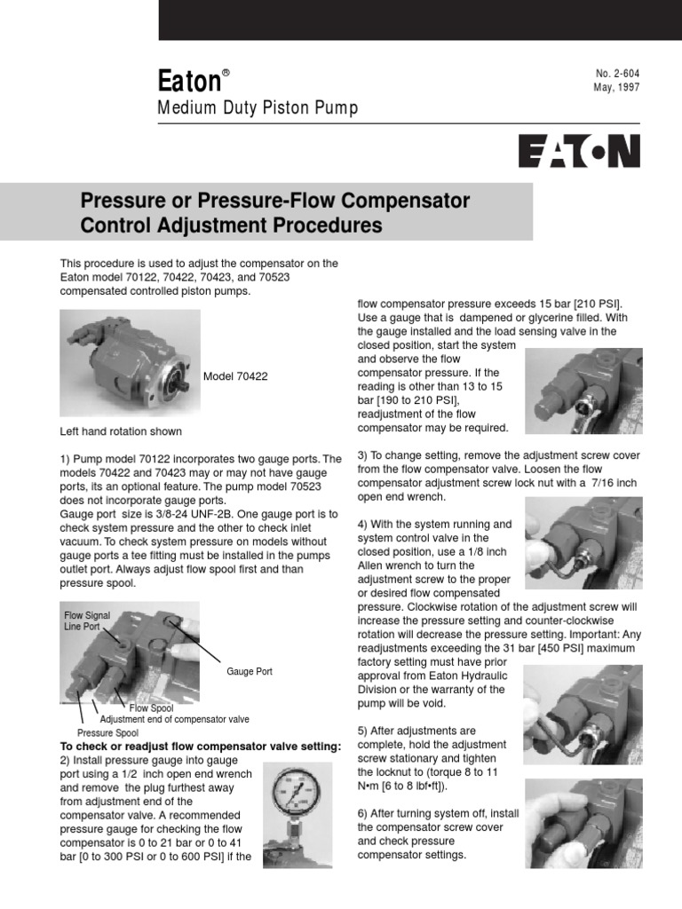 Eaton Pressure or PressureFlow Compensator Control Adjustment