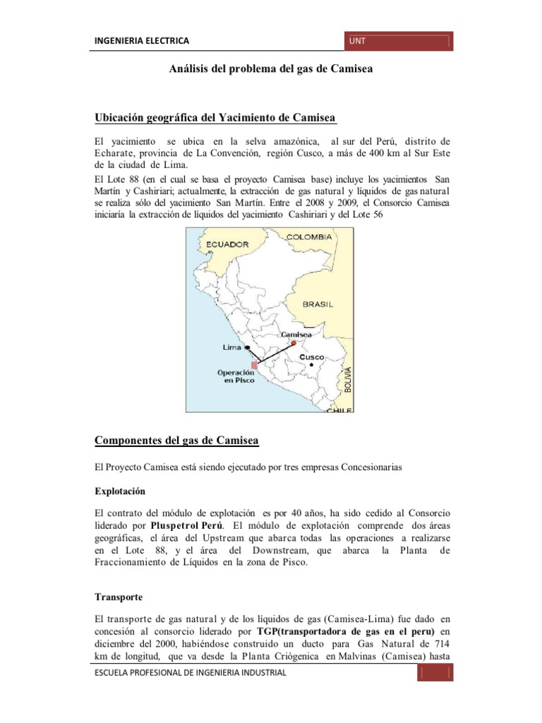 Analisis Del Problema Del Gas de Camisea | PDF | Gases | Gas natural