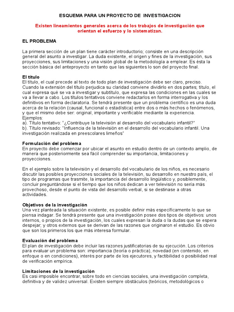 Esquema para Un Proyecto de Investigacion | PDF | Teoría | Science