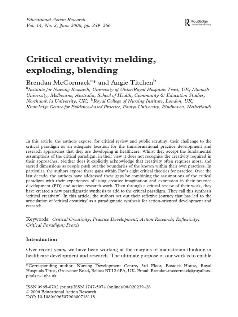 Critical Creativity: Melding, Exploding, Blending | PDF | Theory ...