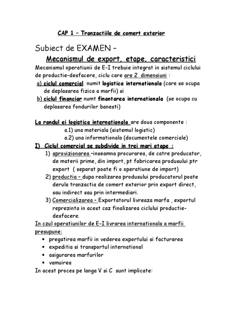 Tehnica Op de Comert Exterior - Popa ASE 3 | PDF