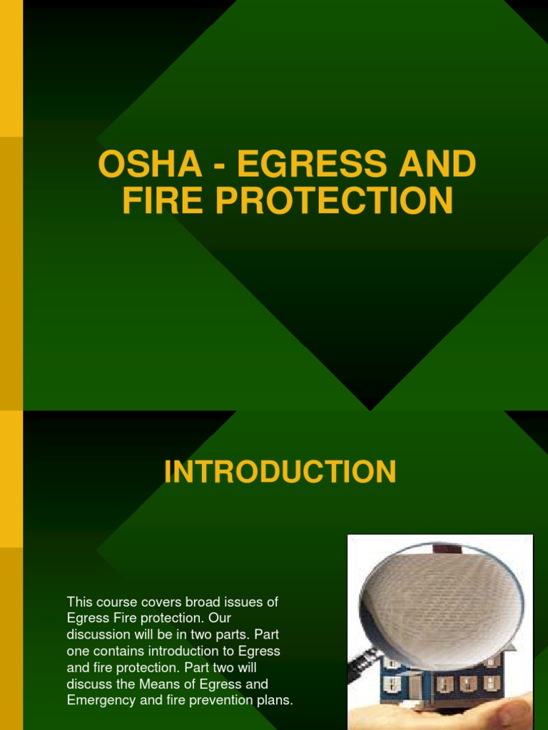 Osha Egress and Fire Protection PDF Explosion Occupational