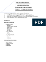 Engineering Council Certificate Level Engineering Materials C102 Tutorial 6 - Materials Testing