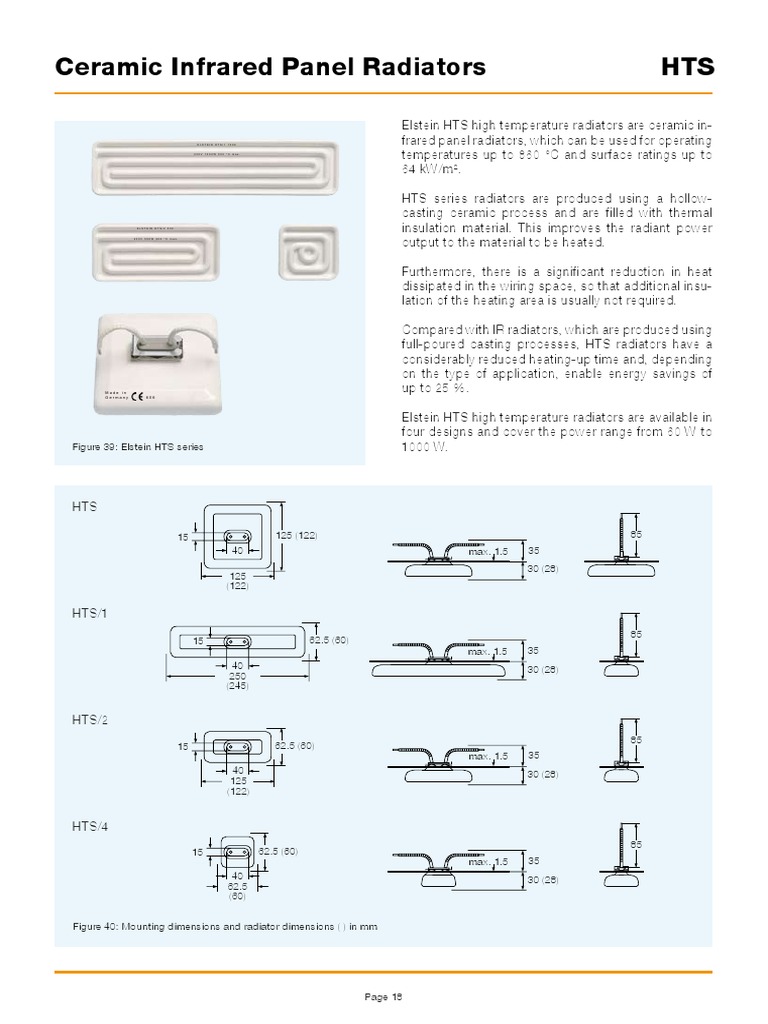 Ceramic Infrared Panel Radiators HTS PDF Infrared Radiator