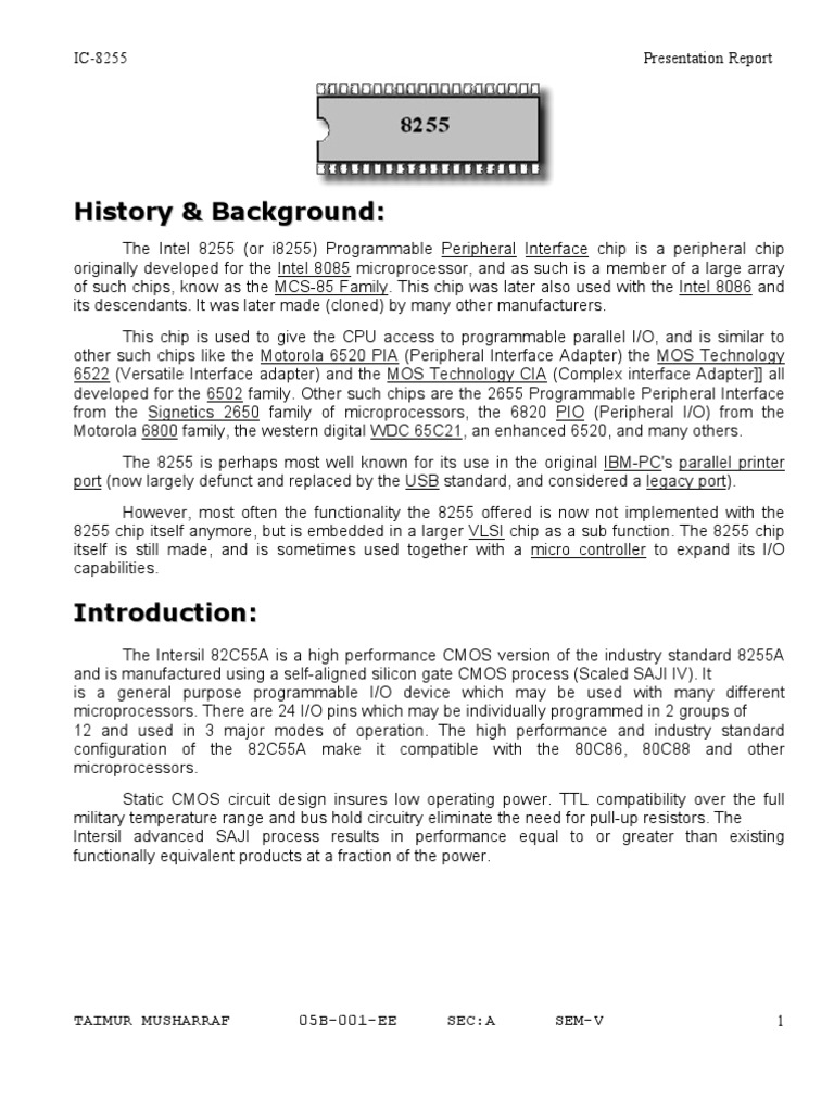 Intel 8255 PIO Chip Overview | PDF | Microprocessor | Input/Output