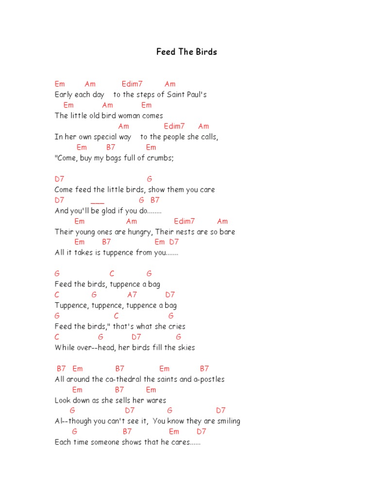 Feed The Birds Chords Pdf Nature