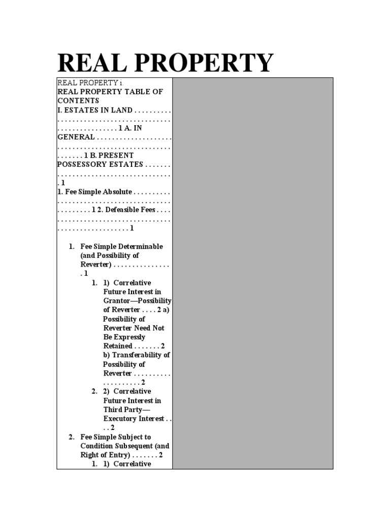 REAL PROPERTY Barbri Outline!!! | PDF | Concurrent Estate | Leasehold ...