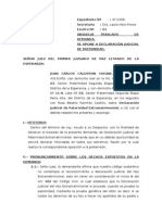 Absuelve Traslado de Demanda Se Opone A Declaracion Judicial de Paternidad - Juan Carlos Calderon