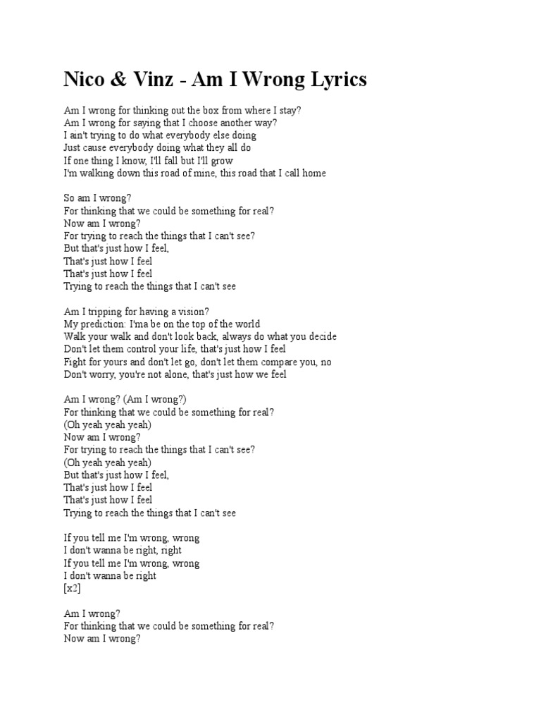 Am I Wrong Lyrics | PDF