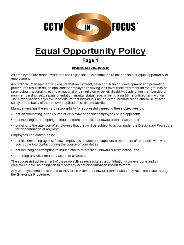 Equal Opportunity Employment Policy | PDF