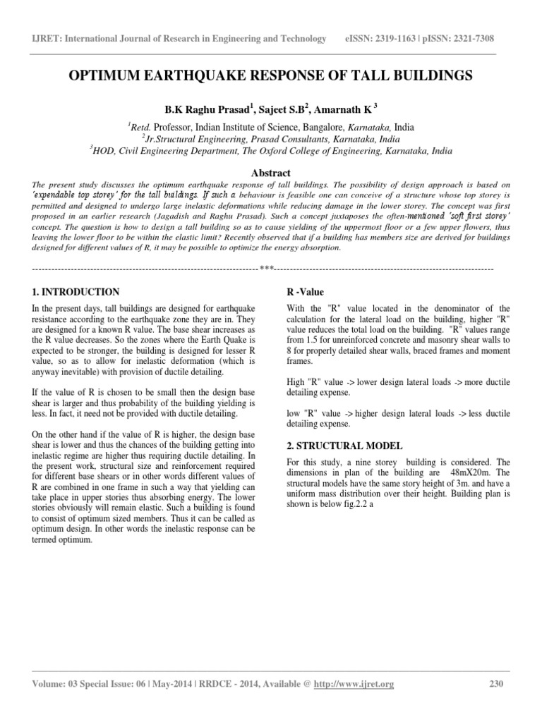 Optimal Earthquake Design for Tall Buildings | PDF | Elasticity ...