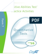 Cognitive Abilities Test Practice Activities: Quantitative Tests