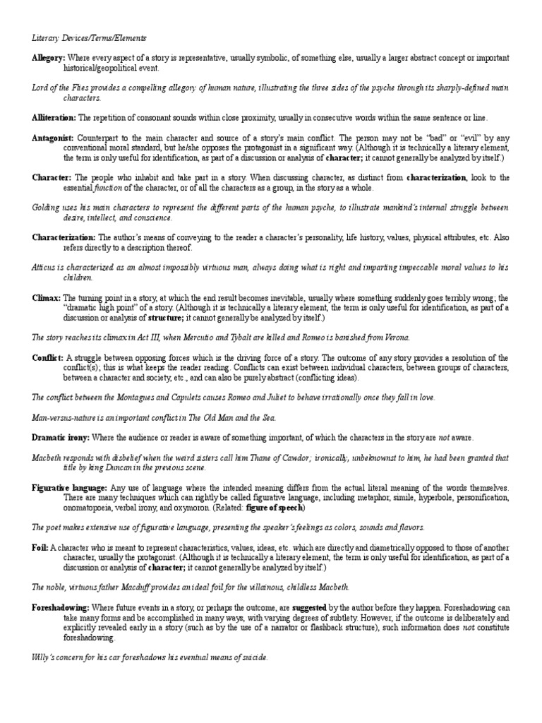 Literary Devices | PDF | Anthropomorphism | Irony