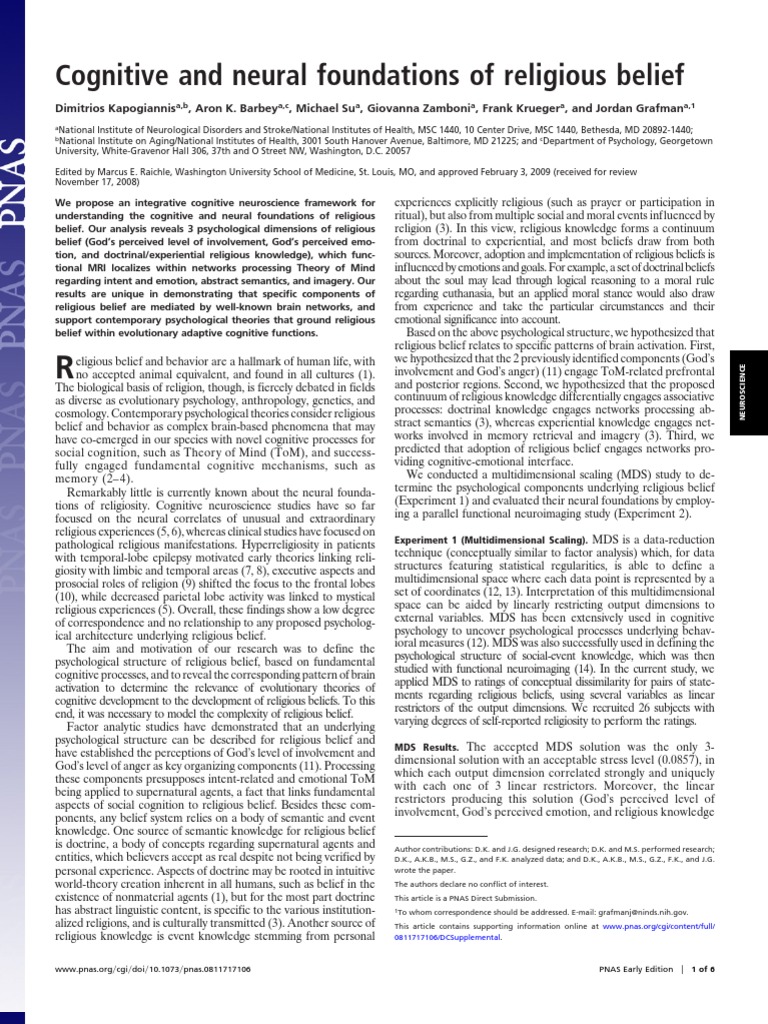 Neural Basis of Religious Belief | PDF | Career & Growth | Self-Improvement