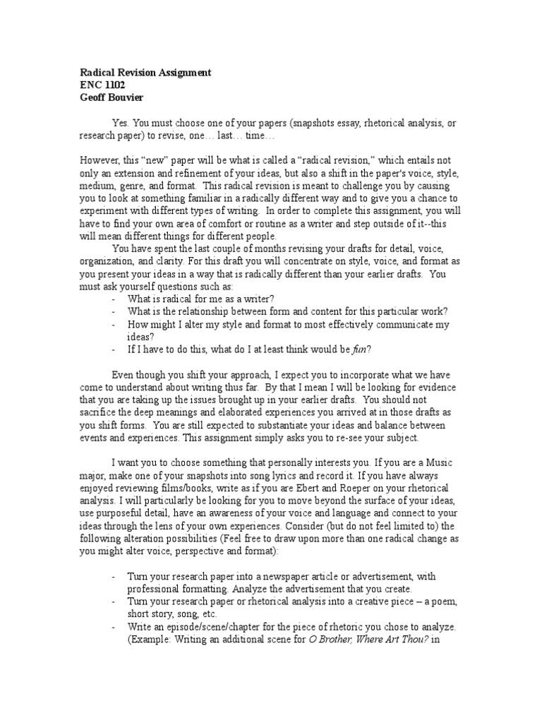 Radical Revision Assignment Guide | PDF