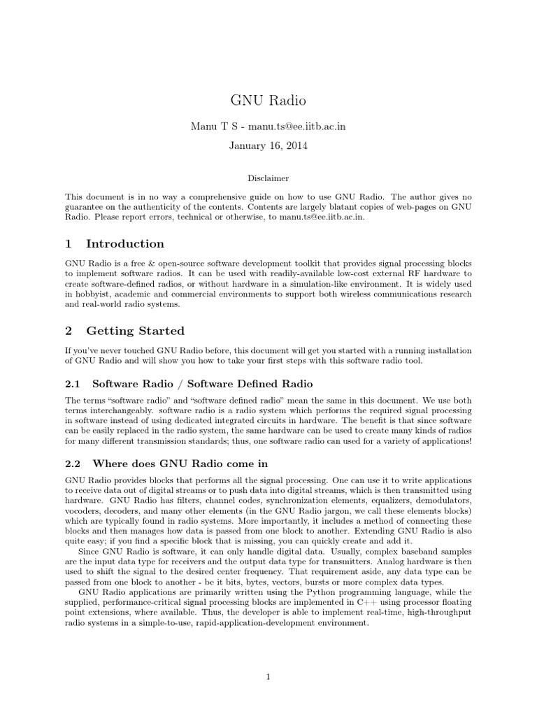 GNU Radio Guide for Beginners | PDF | Software Defined Radio | Radio